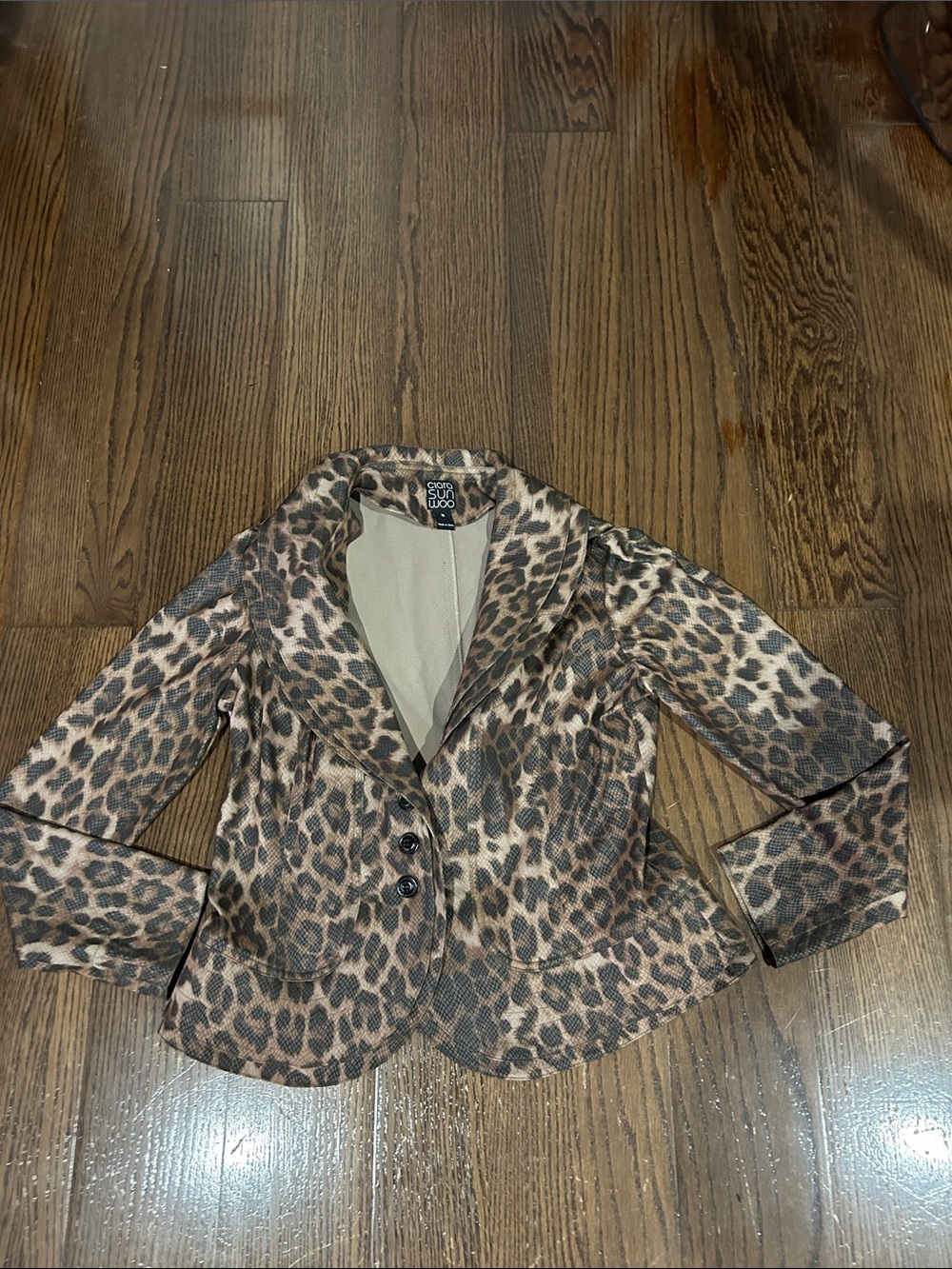 Clara Sun Woo leopard print button up short jacket sz M